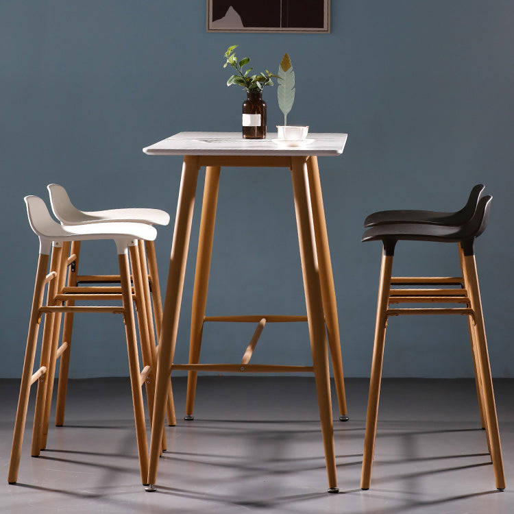 Scandinavian Solid Wood Legs Bar Stool Armless Plastic Bar Stool for Living Room Clearhalo 'Bar Furniture' 'Bar Stools' 'bar_stools' 'furn' 'furn_bar_stools' 'Furniture' 'Kitchen & Dining Furniture' 6473201