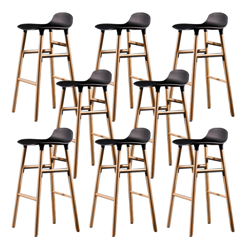 Scandinavian Solid Wood Legs Bar Stool Armless Plastic Bar Stool for Living Room Black 8 Piece Set Clearhalo 'Bar Furniture' 'Bar Stools' 'bar_stools' 'furn' 'furn_bar_stools' 'Furniture' 'Kitchen & Dining Furniture' 6473202