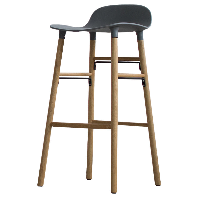 Scandinavian Solid Wood Legs Bar Stool Armless Plastic Bar Stool for Living Room Grey 1 Piece Clearhalo 'Bar Furniture' 'Bar Stools' 'bar_stools' 'furn' 'furn_bar_stools' 'Furniture' 'Kitchen & Dining Furniture' 6473203
