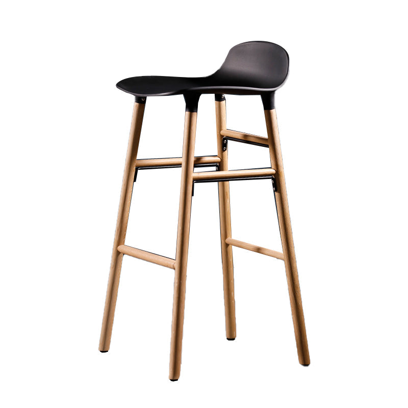 Scandinavian Solid Wood Legs Bar Stool Armless Plastic Bar Stool for Living Room Black 1 Piece Clearhalo 'Bar Furniture' 'Bar Stools' 'bar_stools' 'furn' 'furn_bar_stools' 'Furniture' 'Kitchen & Dining Furniture' 6473204