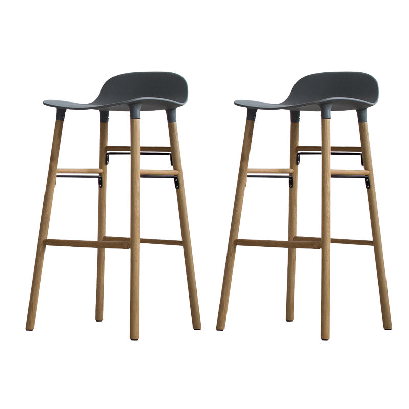 Scandinavian Solid Wood Legs Bar Stool Armless Plastic Bar Stool for Living Room Grey 2 Piece Set Clearhalo 'Bar Furniture' 'Bar Stools' 'bar_stools' 'furn' 'furn_bar_stools' 'Furniture' 'Kitchen & Dining Furniture' 6473205