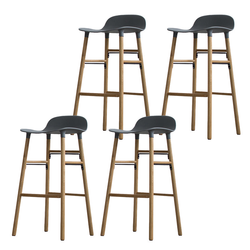 Scandinavian Solid Wood Legs Bar Stool Armless Plastic Bar Stool for Living Room Grey 4 Piece Set Clearhalo 'Bar Furniture' 'Bar Stools' 'bar_stools' 'furn' 'furn_bar_stools' 'Furniture' 'Kitchen & Dining Furniture' 6473207