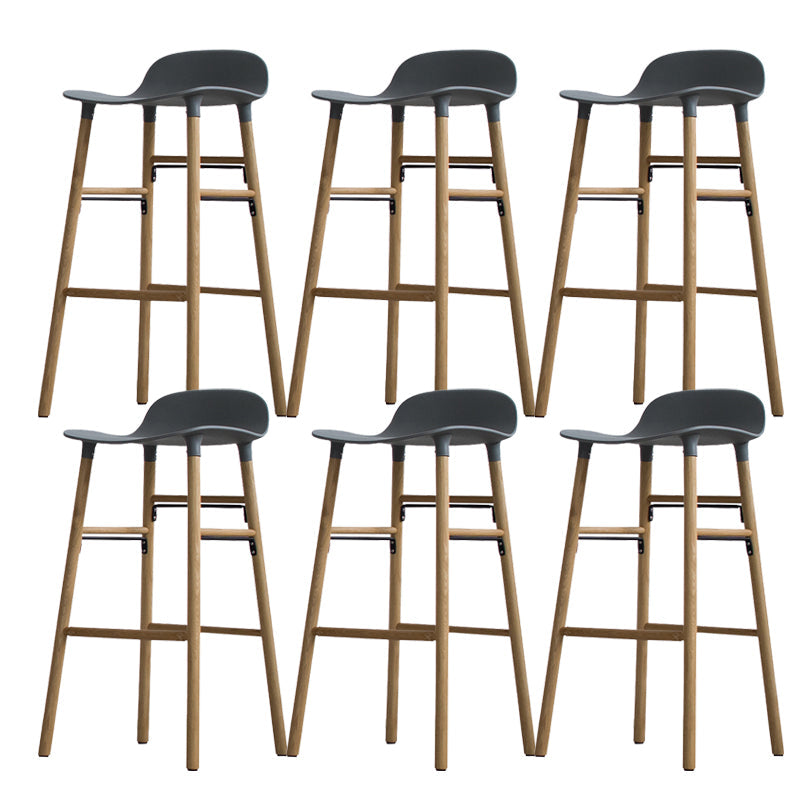 Scandinavian Solid Wood Legs Bar Stool Armless Plastic Bar Stool for Living Room Grey 6 Piece Set Clearhalo 'Bar Furniture' 'Bar Stools' 'bar_stools' 'furn' 'furn_bar_stools' 'Furniture' 'Kitchen & Dining Furniture' 6473209