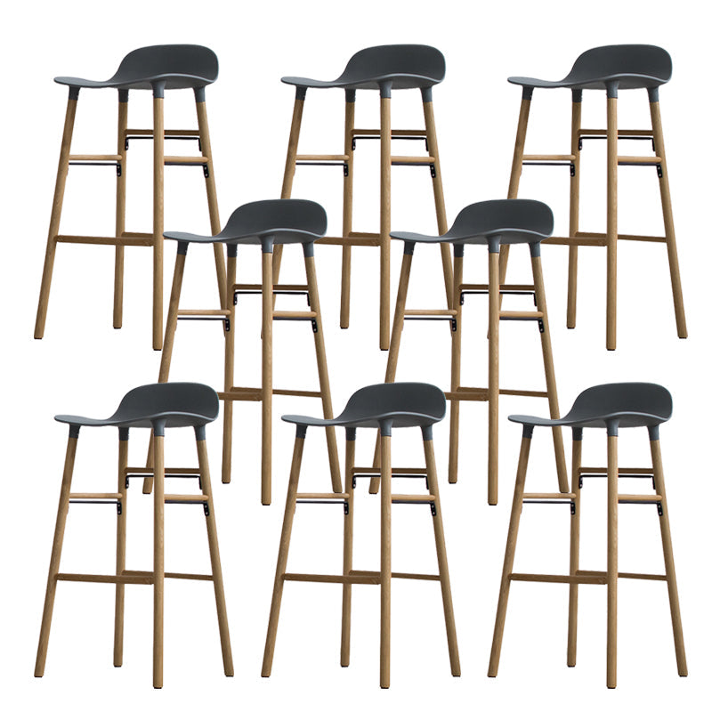 Scandinavian Solid Wood Legs Bar Stool Armless Plastic Bar Stool for Living Room Grey 8 Piece Set Clearhalo 'Bar Furniture' 'Bar Stools' 'bar_stools' 'furn' 'furn_bar_stools' 'Furniture' 'Kitchen & Dining Furniture' 6473211