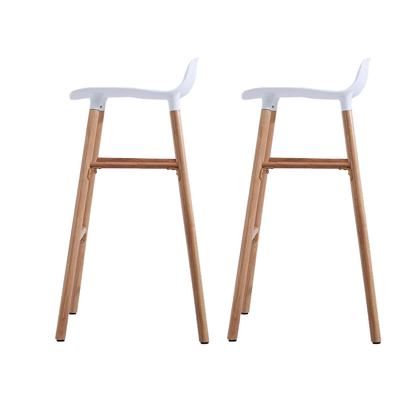 Scandinavian Solid Wood Legs Bar Stool Armless Plastic Bar Stool for Living Room White 2 Piece Set Clearhalo 'Bar Furniture' 'Bar Stools' 'bar_stools' 'furn' 'furn_bar_stools' 'Furniture' 'Kitchen & Dining Furniture' 6473213
