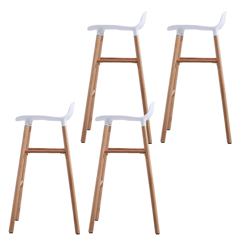 Scandinavian Solid Wood Legs Bar Stool Armless Plastic Bar Stool for Living Room White 4 Piece Set Clearhalo 'Bar Furniture' 'Bar Stools' 'bar_stools' 'furn' 'furn_bar_stools' 'Furniture' 'Kitchen & Dining Furniture' 6473214