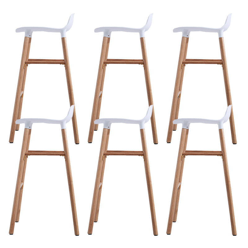 Scandinavian Solid Wood Legs Bar Stool Armless Plastic Bar Stool for Living Room White 6 Piece Set Clearhalo 'Bar Furniture' 'Bar Stools' 'bar_stools' 'furn' 'furn_bar_stools' 'Furniture' 'Kitchen & Dining Furniture' 6473215