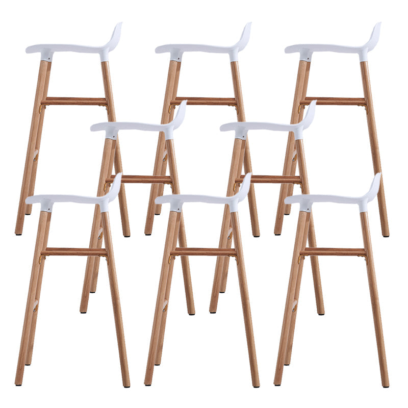 Scandinavian Solid Wood Legs Bar Stool Armless Plastic Bar Stool for Living Room White 8 Piece Set Clearhalo 'Bar Furniture' 'Bar Stools' 'bar_stools' 'furn' 'furn_bar_stools' 'Furniture' 'Kitchen & Dining Furniture' 6473216