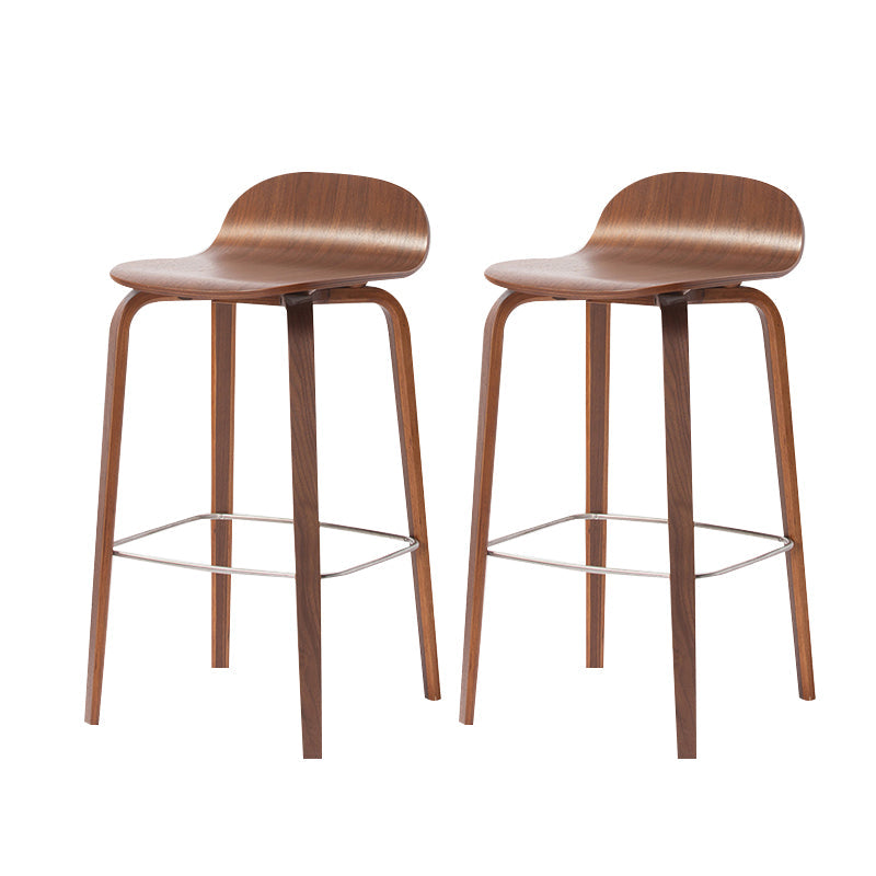 Indoor Armless Low Back Bar Height Stool Beech Solid Wood Bar Stool Walnut 2 Piece Set Clearhalo 'Bar Furniture' 'Bar Stools' 'bar_stools' 'furn' 'furn_bar_stools' 'Furniture' 'Kitchen & Dining Furniture' 6473242
