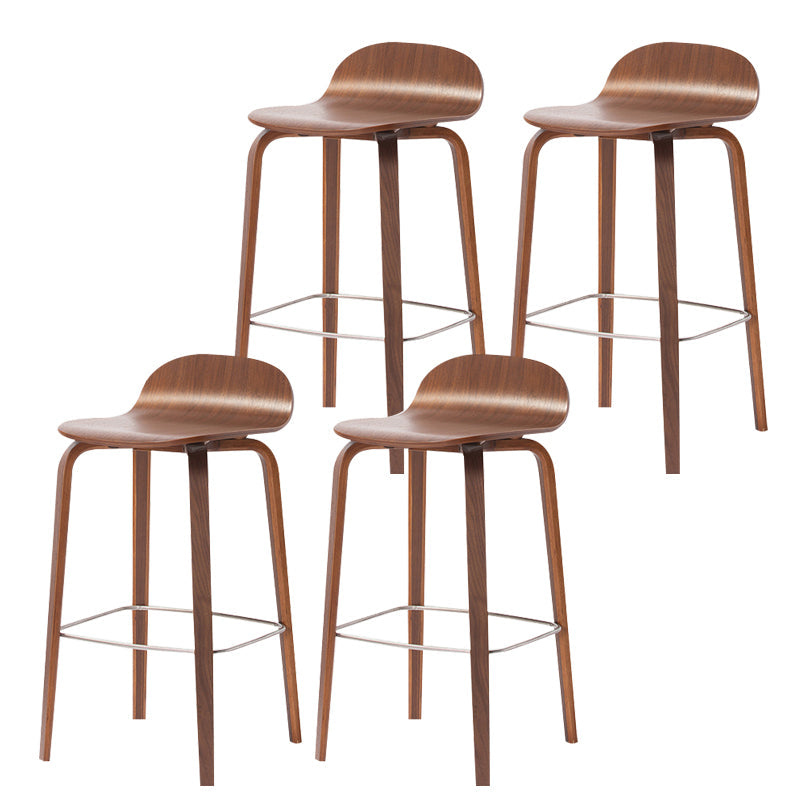 Indoor Armless Low Back Bar Height Stool Beech Solid Wood Bar Stool Walnut 4 Piece Set Clearhalo 'Bar Furniture' 'Bar Stools' 'bar_stools' 'furn' 'furn_bar_stools' 'Furniture' 'Kitchen & Dining Furniture' 6473244