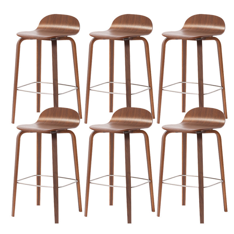 Indoor Armless Low Back Bar Height Stool Beech Solid Wood Bar Stool Walnut 6 Piece Set Clearhalo 'Bar Furniture' 'Bar Stools' 'bar_stools' 'furn' 'furn_bar_stools' 'Furniture' 'Kitchen & Dining Furniture' 6473245