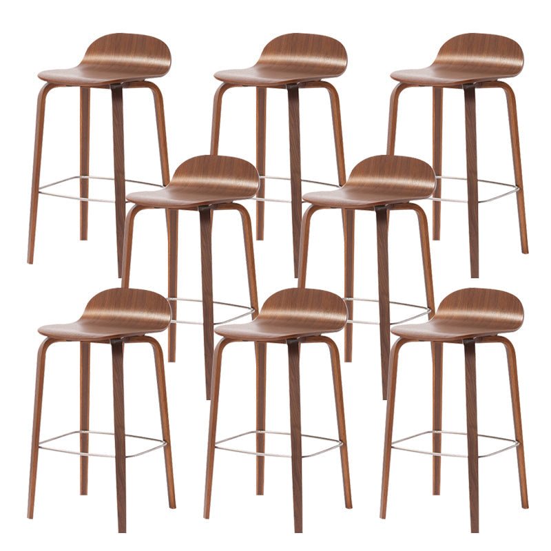 Indoor Armless Low Back Bar Height Stool Beech Solid Wood Bar Stool Walnut 8 Piece Set Clearhalo 'Bar Furniture' 'Bar Stools' 'bar_stools' 'furn' 'furn_bar_stools' 'Furniture' 'Kitchen & Dining Furniture' 6473247