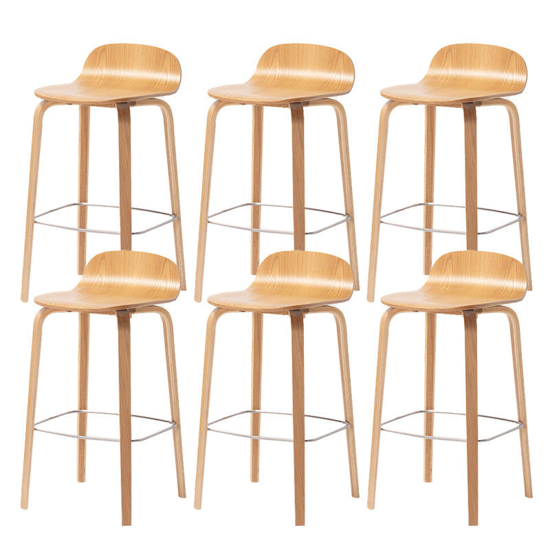 Indoor Armless Low Back Bar Height Stool Beech Solid Wood Bar Stool Natural 6 Piece Set Clearhalo 'Bar Furniture' 'Bar Stools' 'bar_stools' 'furn' 'furn_bar_stools' 'Furniture' 'Kitchen & Dining Furniture' 6473256