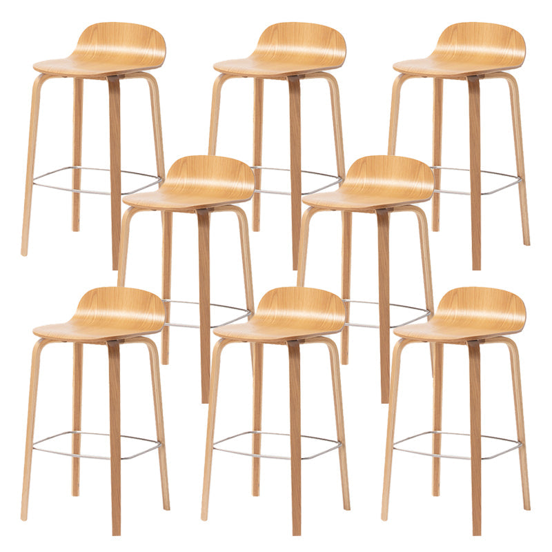 Indoor Armless Low Back Bar Height Stool Beech Solid Wood Bar Stool Natural 8 Piece Set Clearhalo 'Bar Furniture' 'Bar Stools' 'bar_stools' 'furn' 'furn_bar_stools' 'Furniture' 'Kitchen & Dining Furniture' 6473257