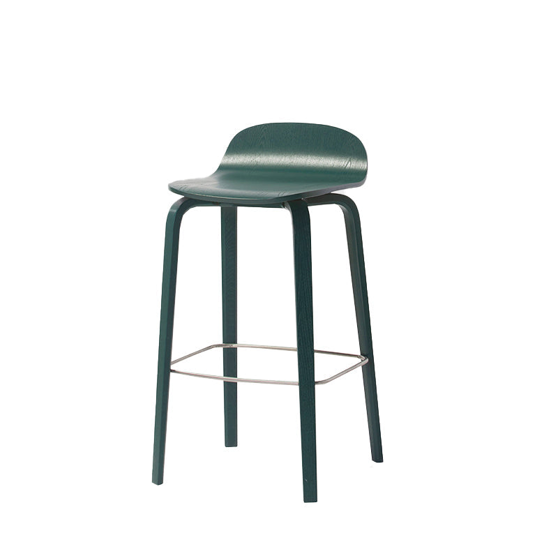 Indoor Armless Low Back Bar Height Stool Beech Solid Wood Bar Stool Dark Green 1 Piece Clearhalo 'Bar Furniture' 'Bar Stools' 'bar_stools' 'furn' 'furn_bar_stools' 'Furniture' 'Kitchen & Dining Furniture' 6473260