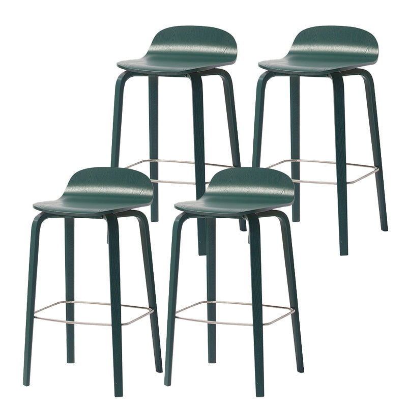 Indoor Armless Low Back Bar Height Stool Beech Solid Wood Bar Stool Dark Green 4 Piece Set Clearhalo 'Bar Furniture' 'Bar Stools' 'bar_stools' 'furn' 'furn_bar_stools' 'Furniture' 'Kitchen & Dining Furniture' 6473264