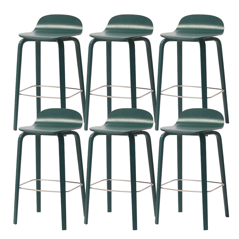 Indoor Armless Low Back Bar Height Stool Beech Solid Wood Bar Stool Dark Green 6 Piece Set Clearhalo 'Bar Furniture' 'Bar Stools' 'bar_stools' 'furn' 'furn_bar_stools' 'Furniture' 'Kitchen & Dining Furniture' 6473265