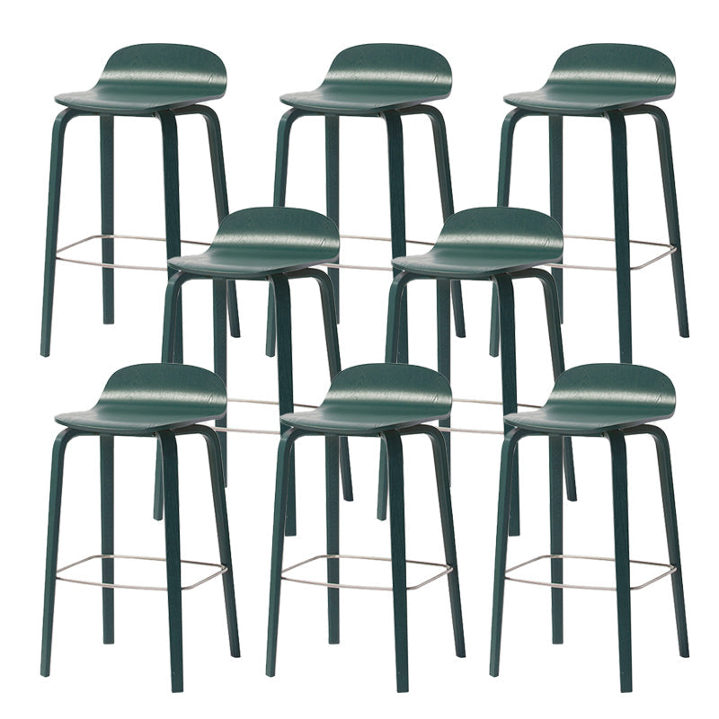 Indoor Armless Low Back Bar Height Stool Beech Solid Wood Bar Stool Dark Green 8 Piece Set Clearhalo 'Bar Furniture' 'Bar Stools' 'bar_stools' 'furn' 'furn_bar_stools' 'Furniture' 'Kitchen & Dining Furniture' 6473266