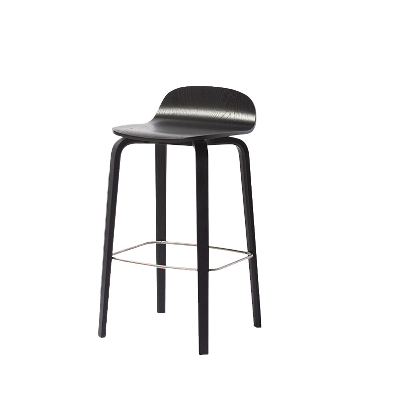 Indoor Armless Low Back Bar Height Stool Beech Solid Wood Bar Stool Black 1 Piece Clearhalo 'Bar Furniture' 'Bar Stools' 'bar_stools' 'furn' 'furn_bar_stools' 'Furniture' 'Kitchen & Dining Furniture' 6473267