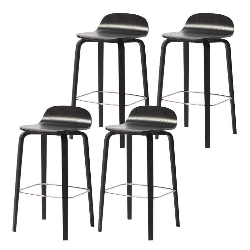 Indoor Armless Low Back Bar Height Stool Beech Solid Wood Bar Stool Black 4 Piece Set Clearhalo 'Bar Furniture' 'Bar Stools' 'bar_stools' 'furn' 'furn_bar_stools' 'Furniture' 'Kitchen & Dining Furniture' 6473269