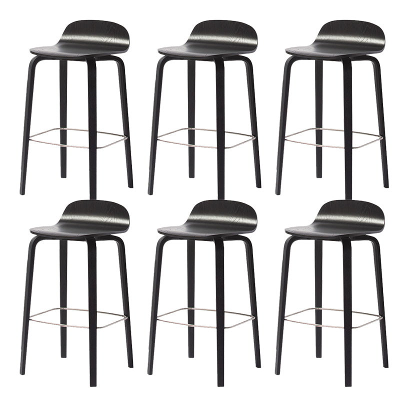 Indoor Armless Low Back Bar Height Stool Beech Solid Wood Bar Stool Black 6 Piece Set Clearhalo 'Bar Furniture' 'Bar Stools' 'bar_stools' 'furn' 'furn_bar_stools' 'Furniture' 'Kitchen & Dining Furniture' 6473270