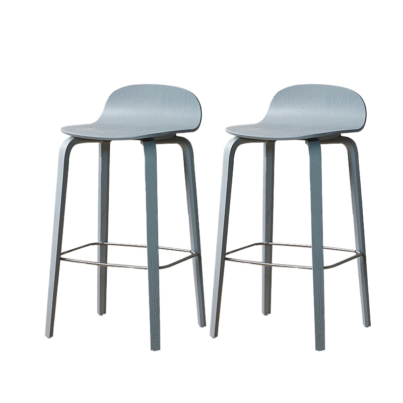Indoor Armless Low Back Bar Height Stool Beech Solid Wood Bar Stool Grey 2 Piece Set Clearhalo 'Bar Furniture' 'Bar Stools' 'bar_stools' 'furn' 'furn_bar_stools' 'Furniture' 'Kitchen & Dining Furniture' 6473273