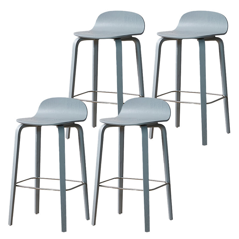 Indoor Armless Low Back Bar Height Stool Beech Solid Wood Bar Stool Grey 4 Piece Set Clearhalo 'Bar Furniture' 'Bar Stools' 'bar_stools' 'furn' 'furn_bar_stools' 'Furniture' 'Kitchen & Dining Furniture' 6473274