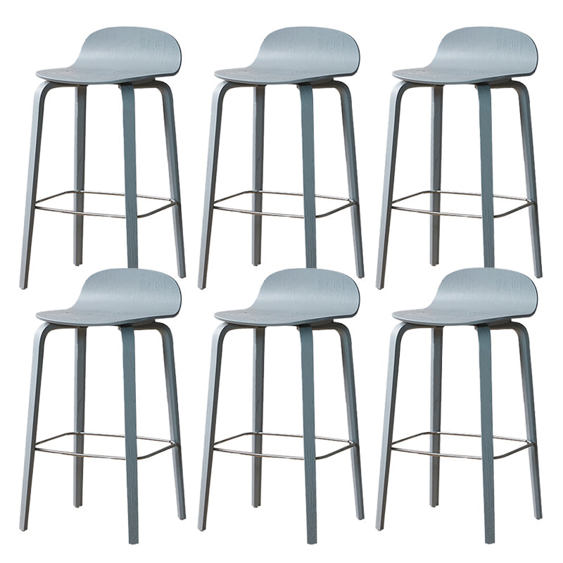 Indoor Armless Low Back Bar Height Stool Beech Solid Wood Bar Stool Grey 6 Piece Set Clearhalo 'Bar Furniture' 'Bar Stools' 'bar_stools' 'furn' 'furn_bar_stools' 'Furniture' 'Kitchen & Dining Furniture' 6473275