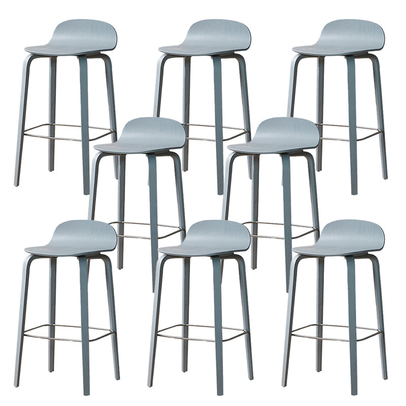 Indoor Armless Low Back Bar Height Stool Beech Solid Wood Bar Stool Grey 8 Piece Set Clearhalo 'Bar Furniture' 'Bar Stools' 'bar_stools' 'furn' 'furn_bar_stools' 'Furniture' 'Kitchen & Dining Furniture' 6473276