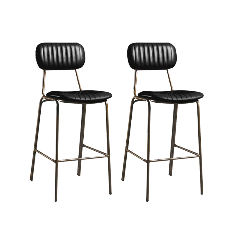 Modern Leather Bar Stool Backrest Counter Stool for Living Room Black 2 Piece Set Clearhalo 'Bar Furniture' 'Bar Stools' 'bar_stools' 'furn' 'furn_bar_stools' 'Furniture' 'Kitchen & Dining Furniture' 6473721