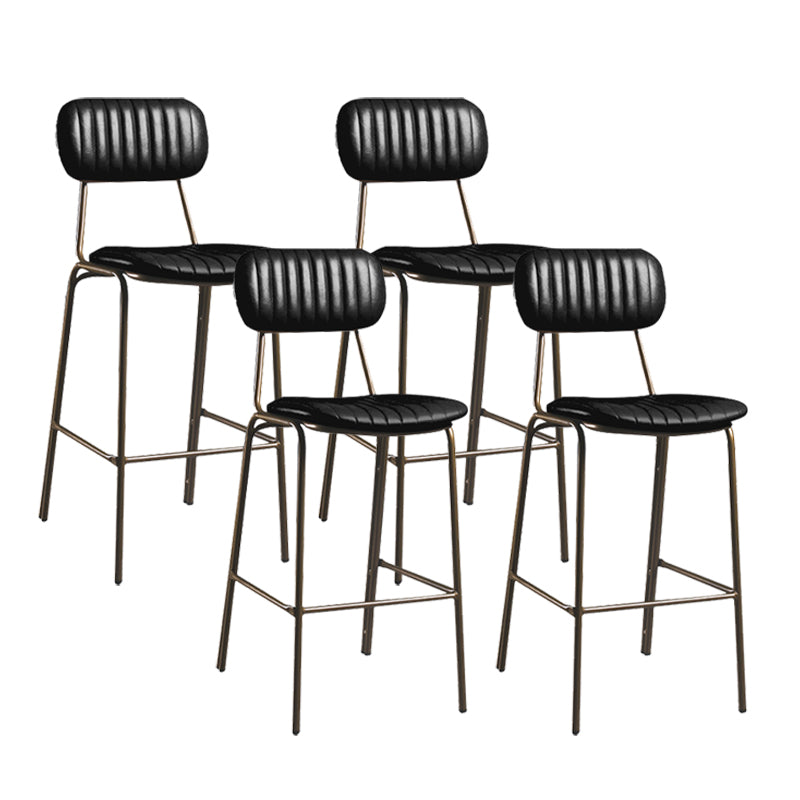 Modern Leather Bar Stool Backrest Counter Stool for Living Room Black 4 Piece Set Clearhalo 'Bar Furniture' 'Bar Stools' 'bar_stools' 'furn' 'furn_bar_stools' 'Furniture' 'Kitchen & Dining Furniture' 6473722