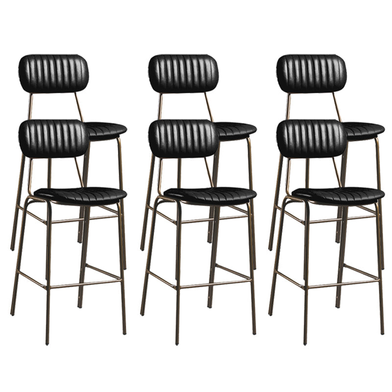 Modern Leather Bar Stool Backrest Counter Stool for Living Room Black 6 Piece Set Clearhalo 'Bar Furniture' 'Bar Stools' 'bar_stools' 'furn' 'furn_bar_stools' 'Furniture' 'Kitchen & Dining Furniture' 6473724
