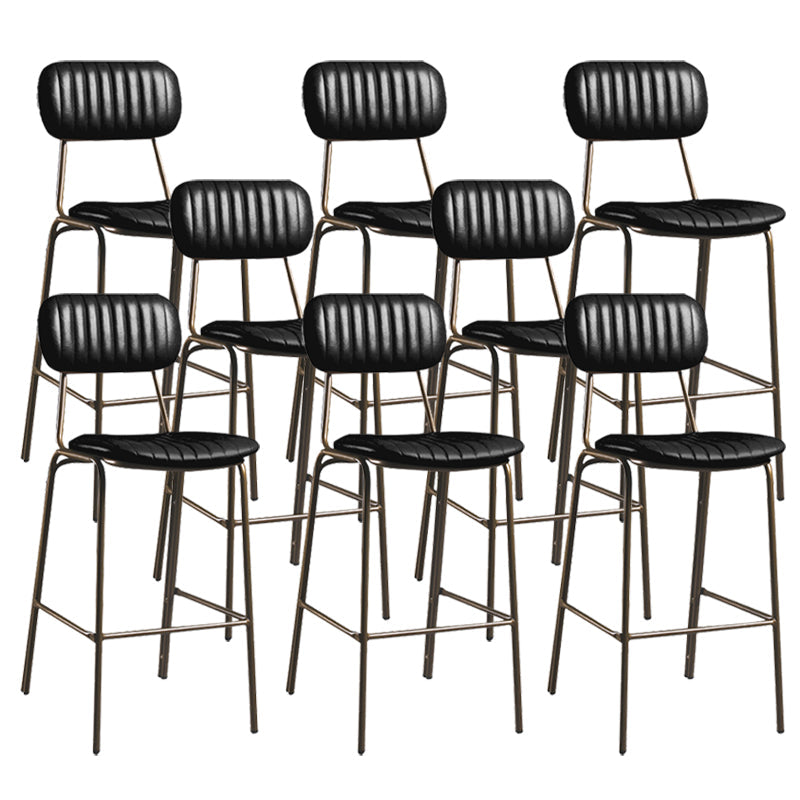 Modern Leather Bar Stool Backrest Counter Stool for Living Room Black 8 Piece Set Clearhalo 'Bar Furniture' 'Bar Stools' 'bar_stools' 'furn' 'furn_bar_stools' 'Furniture' 'Kitchen & Dining Furniture' 6473726
