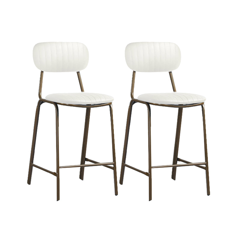 Modern Leather Bar Stool Backrest Counter Stool for Living Room White 2 Piece Set Clearhalo 'Bar Furniture' 'Bar Stools' 'bar_stools' 'furn' 'furn_bar_stools' 'Furniture' 'Kitchen & Dining Furniture' 6473729