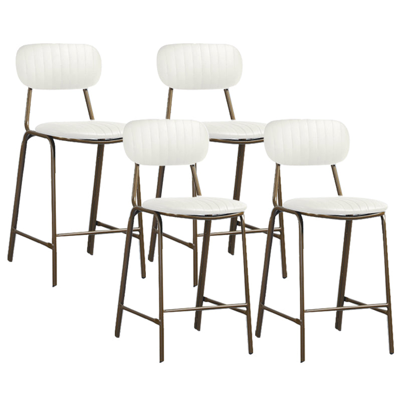 Modern Leather Bar Stool Backrest Counter Stool for Living Room White 4 Piece Set Clearhalo 'Bar Furniture' 'Bar Stools' 'bar_stools' 'furn' 'furn_bar_stools' 'Furniture' 'Kitchen & Dining Furniture' 6473730