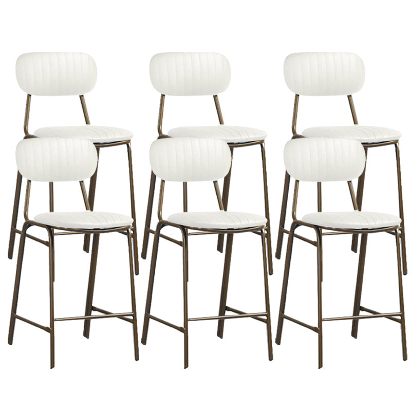 Modern Leather Bar Stool Backrest Counter Stool for Living Room White 6 Piece Set Clearhalo 'Bar Furniture' 'Bar Stools' 'bar_stools' 'furn' 'furn_bar_stools' 'Furniture' 'Kitchen & Dining Furniture' 6473732