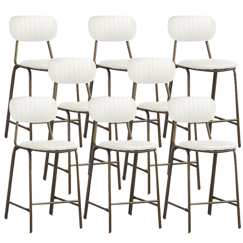 Modern Leather Bar Stool Backrest Counter Stool for Living Room White 8 Piece Set Clearhalo 'Bar Furniture' 'Bar Stools' 'bar_stools' 'furn' 'furn_bar_stools' 'Furniture' 'Kitchen & Dining Furniture' 6473735