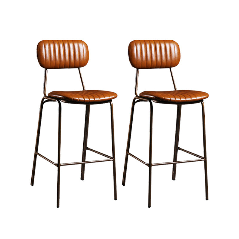 Modern Leather Bar Stool Backrest Counter Stool for Living Room Brown 2 Piece Set Clearhalo 'Bar Furniture' 'Bar Stools' 'bar_stools' 'furn' 'furn_bar_stools' 'Furniture' 'Kitchen & Dining Furniture' 6473737