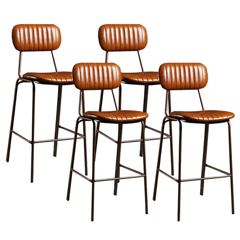 Modern Leather Bar Stool Backrest Counter Stool for Living Room Brown 4 Piece Set Clearhalo 'Bar Furniture' 'Bar Stools' 'bar_stools' 'furn' 'furn_bar_stools' 'Furniture' 'Kitchen & Dining Furniture' 6473738