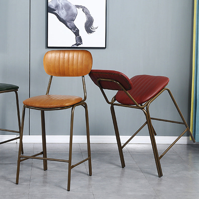 Modern Leather Bar Stool Backrest Counter Stool for Living Room Clearhalo 'Bar Furniture' 'Bar Stools' 'bar_stools' 'furn' 'furn_bar_stools' 'Furniture' 'Kitchen & Dining Furniture' 6473739