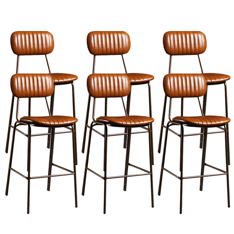 Modern Leather Bar Stool Backrest Counter Stool for Living Room Brown 6 Piece Set Clearhalo 'Bar Furniture' 'Bar Stools' 'bar_stools' 'furn' 'furn_bar_stools' 'Furniture' 'Kitchen & Dining Furniture' 6473741