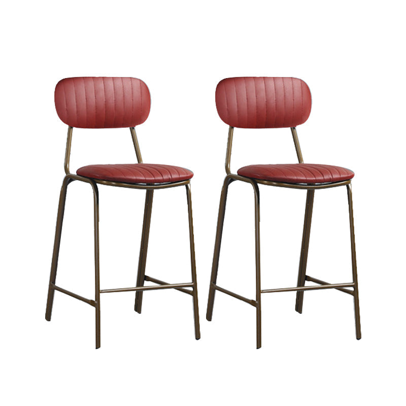 Modern Leather Bar Stool Backrest Counter Stool for Living Room Burgundy 2 Piece Set Clearhalo 'Bar Furniture' 'Bar Stools' 'bar_stools' 'furn' 'furn_bar_stools' 'Furniture' 'Kitchen & Dining Furniture' 6473745