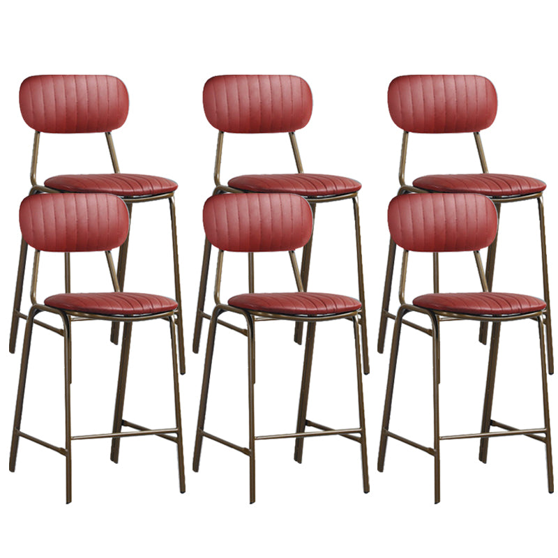 Modern Leather Bar Stool Backrest Counter Stool for Living Room Burgundy 6 Piece Set Clearhalo 'Bar Furniture' 'Bar Stools' 'bar_stools' 'furn' 'furn_bar_stools' 'Furniture' 'Kitchen & Dining Furniture' 6473747