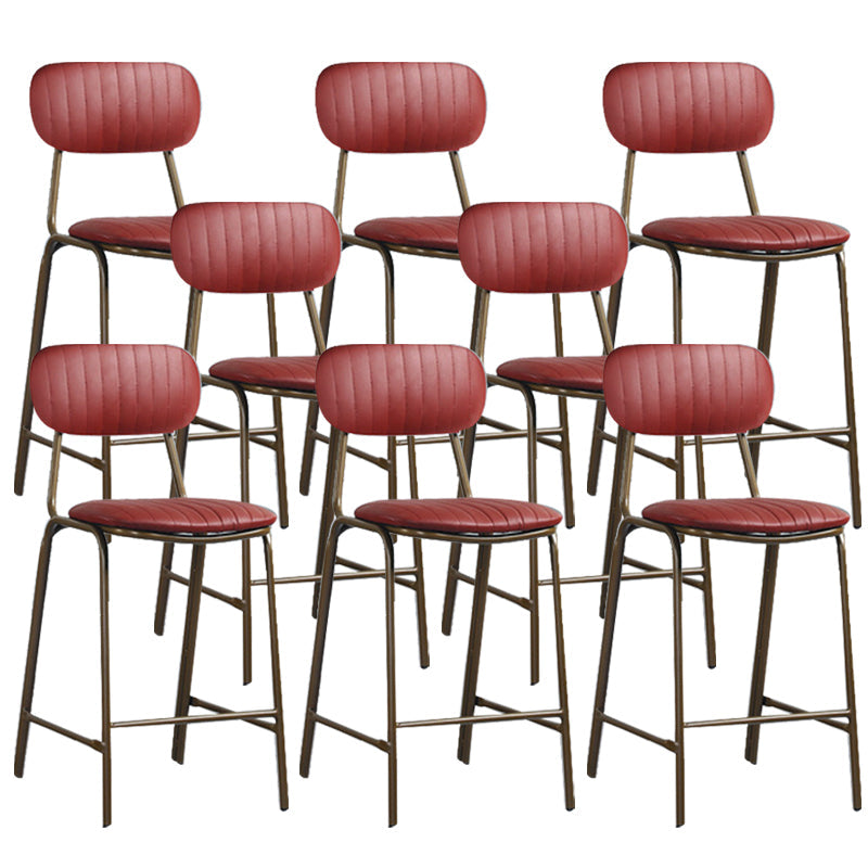 Modern Leather Bar Stool Backrest Counter Stool for Living Room Burgundy 8 Piece Set Clearhalo 'Bar Furniture' 'Bar Stools' 'bar_stools' 'furn' 'furn_bar_stools' 'Furniture' 'Kitchen & Dining Furniture' 6473748