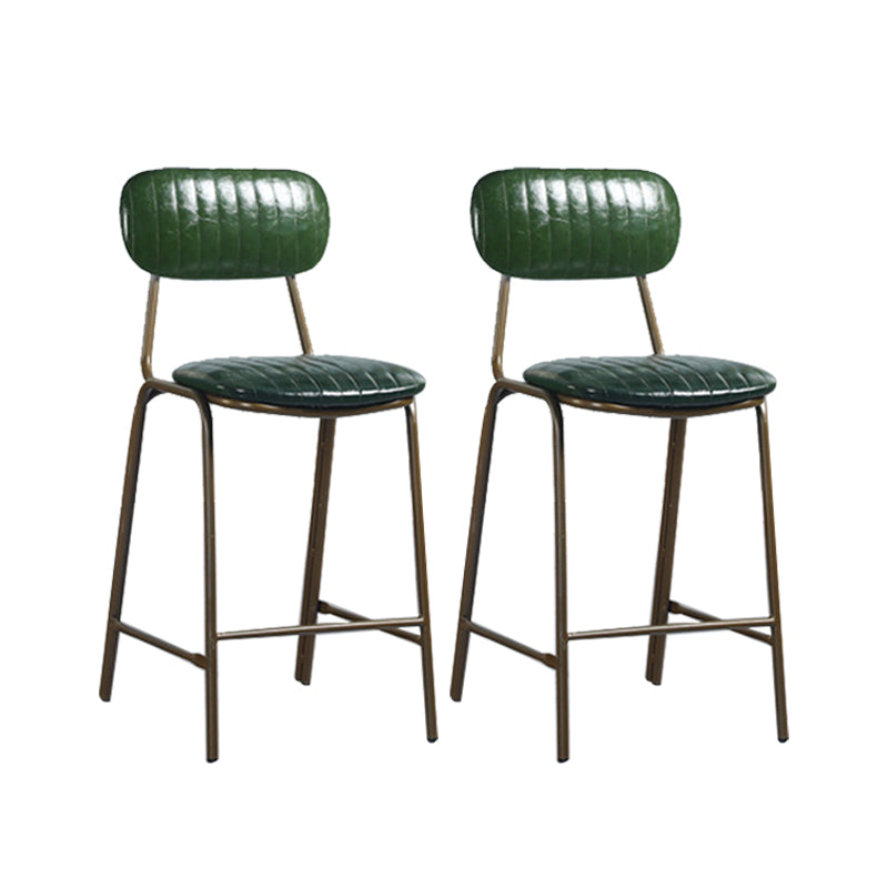 Modern Leather Bar Stool Backrest Counter Stool for Living Room Blackish Green 2 Piece Set Clearhalo 'Bar Furniture' 'Bar Stools' 'bar_stools' 'furn' 'furn_bar_stools' 'Furniture' 'Kitchen & Dining Furniture' 6473749