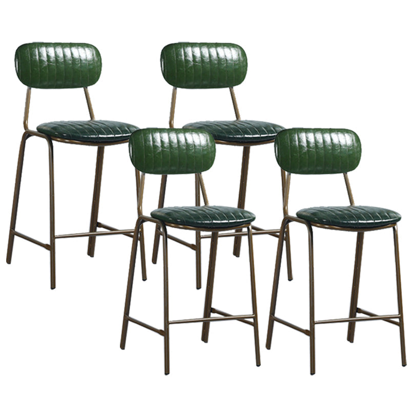 Modern Leather Bar Stool Backrest Counter Stool for Living Room Blackish Green 4 Piece Set Clearhalo 'Bar Furniture' 'Bar Stools' 'bar_stools' 'furn' 'furn_bar_stools' 'Furniture' 'Kitchen & Dining Furniture' 6473750