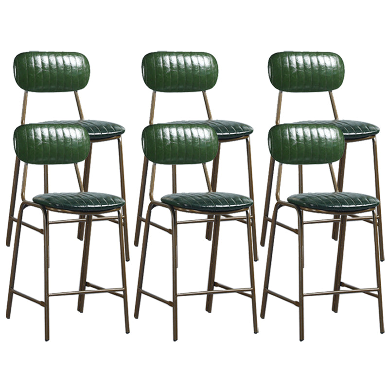 Modern Leather Bar Stool Backrest Counter Stool for Living Room Blackish Green 6 Piece Set Clearhalo 'Bar Furniture' 'Bar Stools' 'bar_stools' 'furn' 'furn_bar_stools' 'Furniture' 'Kitchen & Dining Furniture' 6473751