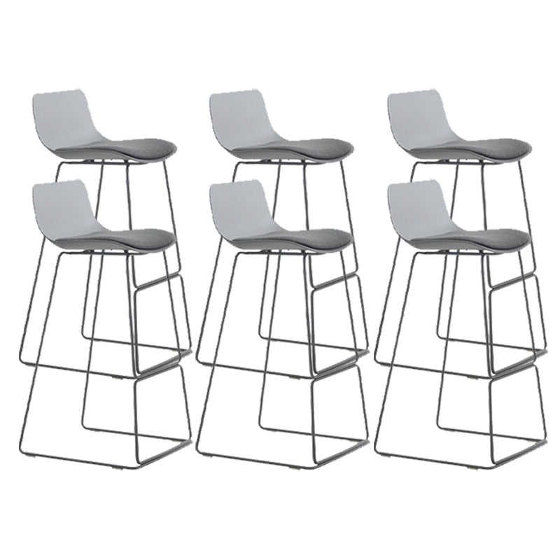 Industrial Indoor Armless Stool Plastic Bar Stool with Upholstered Grey 6 Piece Set Clearhalo 'Bar Furniture' 'Bar Stools' 'bar_stools' 'furn' 'furn_bar_stools' 'Furniture' 'Kitchen & Dining Furniture' 6473768