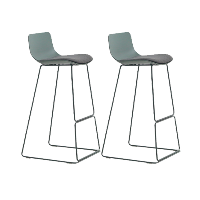 Industrial Indoor Armless Stool Plastic Bar Stool with Upholstered Dark Green 2 Piece Set Clearhalo 'Bar Furniture' 'Bar Stools' 'bar_stools' 'furn' 'furn_bar_stools' 'Furniture' 'Kitchen & Dining Furniture' 6473780