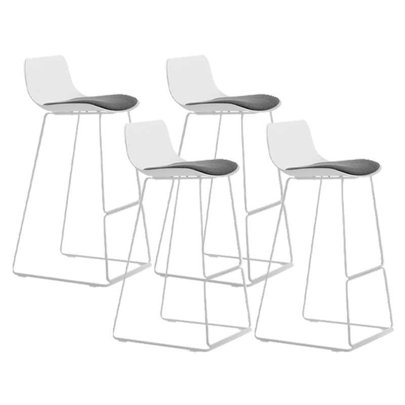 Industrial Indoor Armless Stool Plastic Bar Stool with Upholstered White-Gray 4 Piece Set Clearhalo 'Bar Furniture' 'Bar Stools' 'bar_stools' 'furn' 'furn_bar_stools' 'Furniture' 'Kitchen & Dining Furniture' 6473787